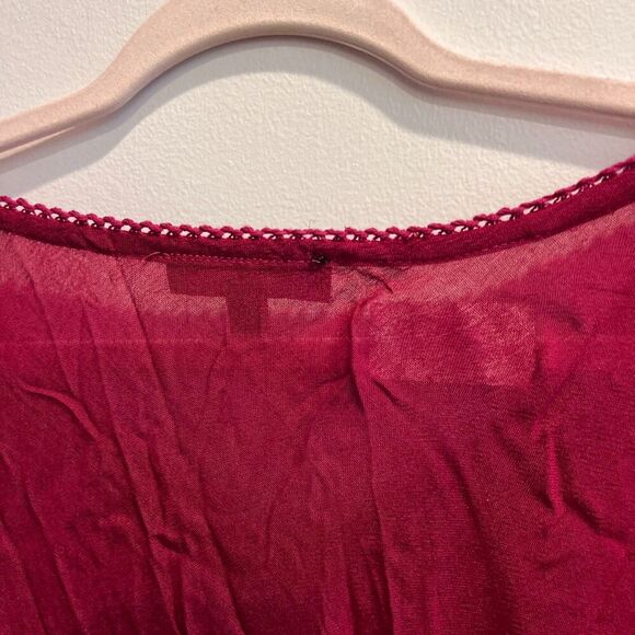 Greater Good Women Burgundy Tunic Blouse 1X/2X Embroidered Boho Lagenlook Hippie - Picture 4 of 7